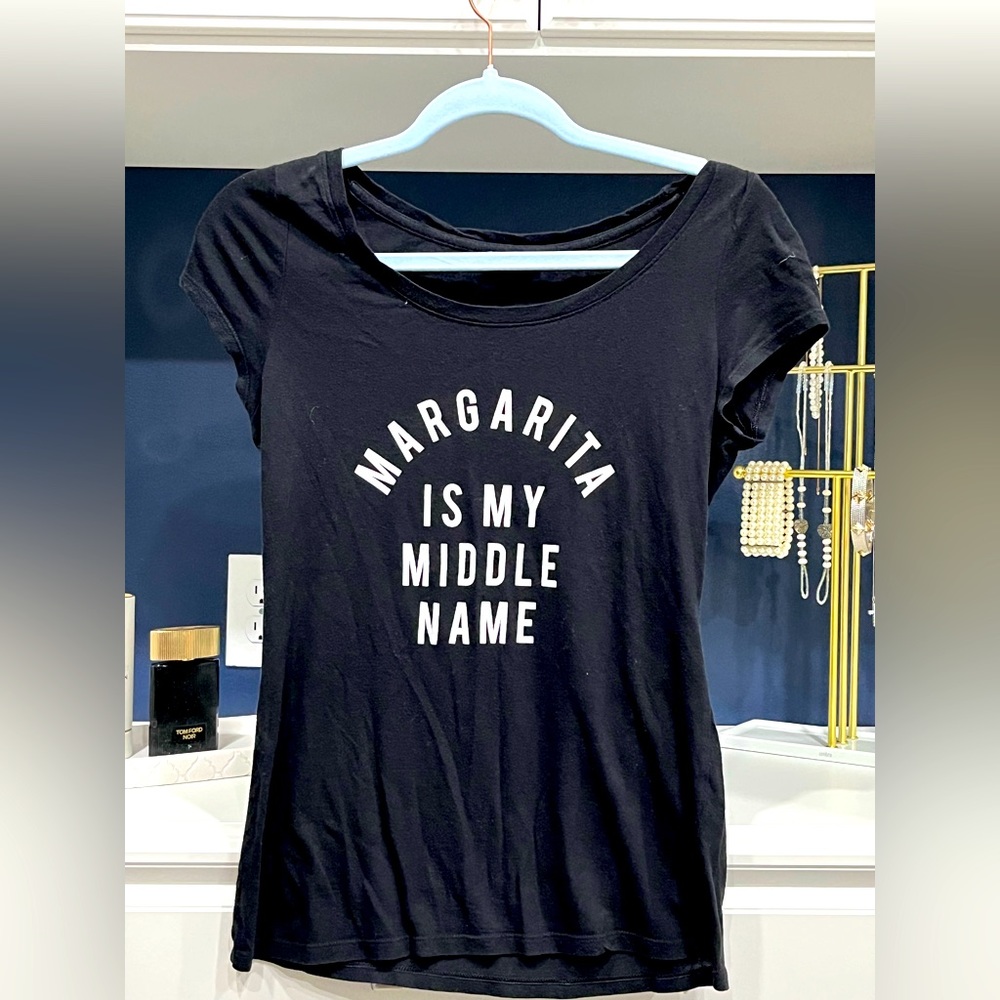 Express Small black statement shirt “ Margarita is my middle name”